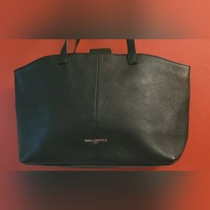 Karl Lagerfeld Tote Bag - Leather w/ Studded Flower (Black), Med, NWOT